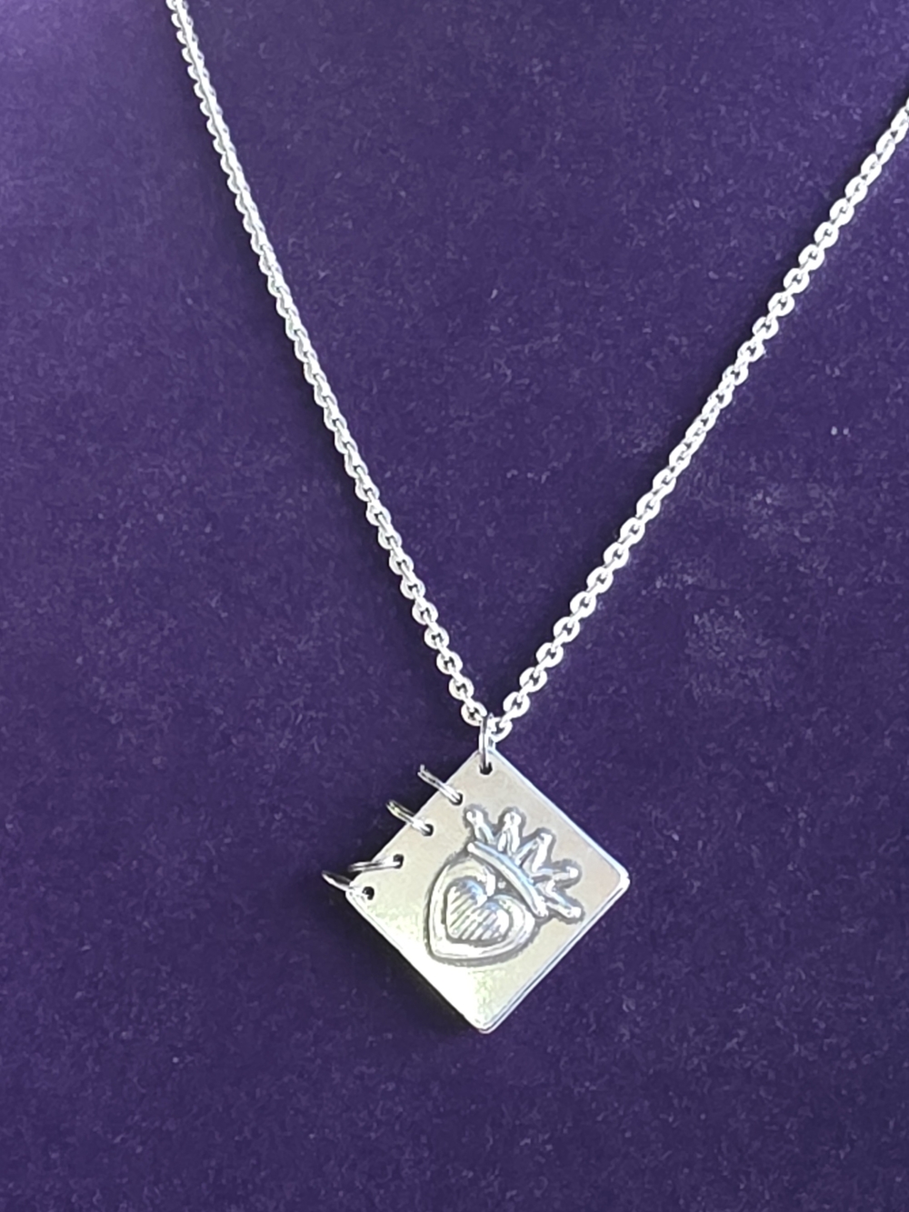 Brighton Storybook Living Heart Square Charm Necklace - Retired Vintage - 36"